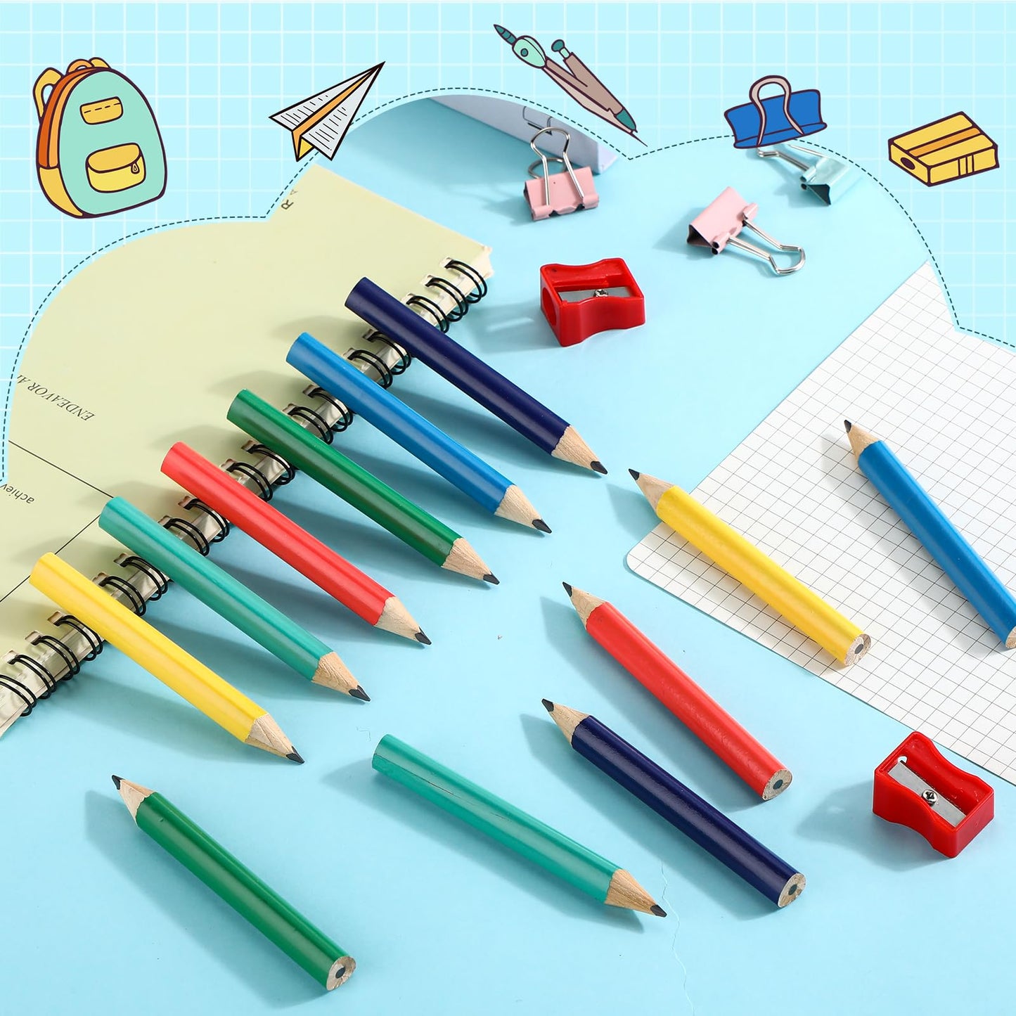 Spakon 96 Pcs Jumbo Pencils for Kid Bulk 3.5 Inch Wooden Triangle Short Fat Chunky Pencil with Sharpener for Student Toddler Preschooler Beginner Kindergarten Classroom Supplies
