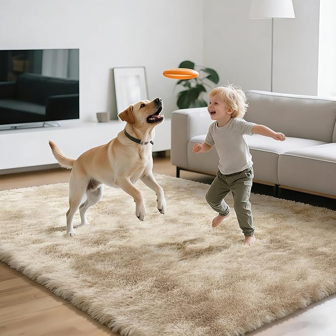 10X14 Large Area Rugs for Living Room Bedroom,Big Shag Rug for Bedroom Dorm,Soft Fluffy Indoor Carpet Nursery Rugs for Kids Girls Room Home Decor,Camel