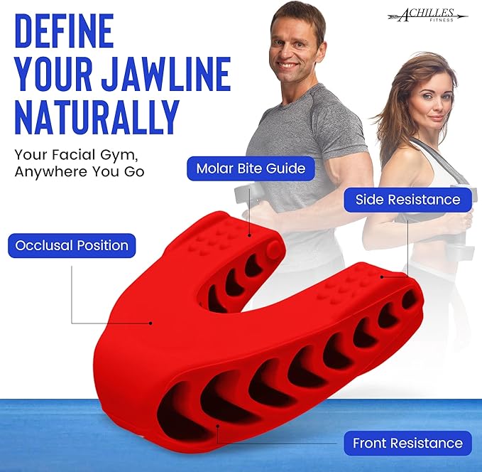 Achilles Fitness Double Chin Reducer Jaw Exerciser – Jawline Sculptor and Face Slimmer for Women and Men – Encourages Jaw Movement and Aids in Natural Jaw Function - Ideal for Mewing Practice