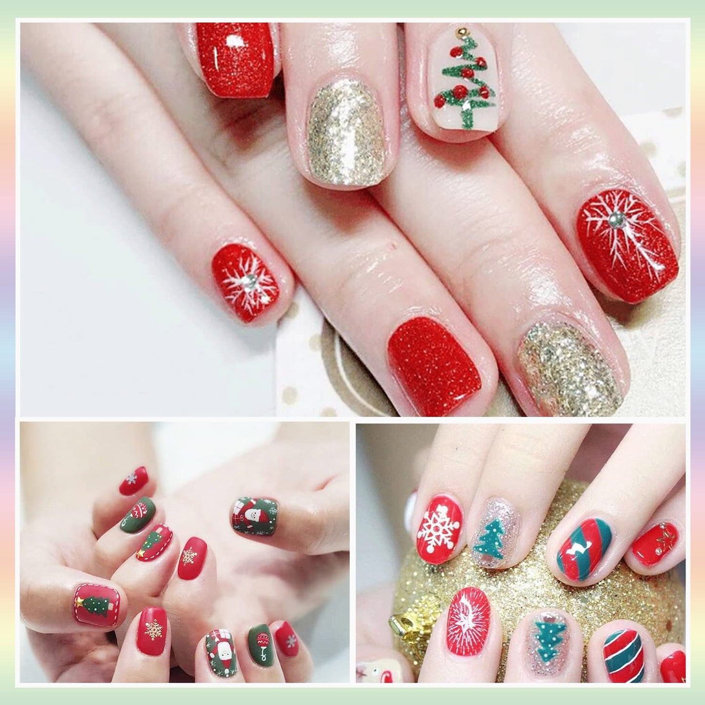 SILPECWEE 20 Sheets Christmas Nail Polish Strips Full Nail Wraps for Women Self Adhesive Nail Polish Stickers Holiday Manicure Stickers for Nail Art with Nail File (Chic Style)