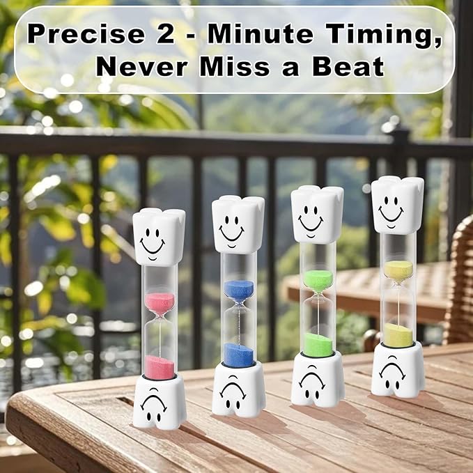 Toothbrush Timer 2 Minute Sand Timer Smile Pattern Tooth Brushing Sand Timer, Mini Hourglass Sand Clock Set for Desk, Decoration (Pack of 2)