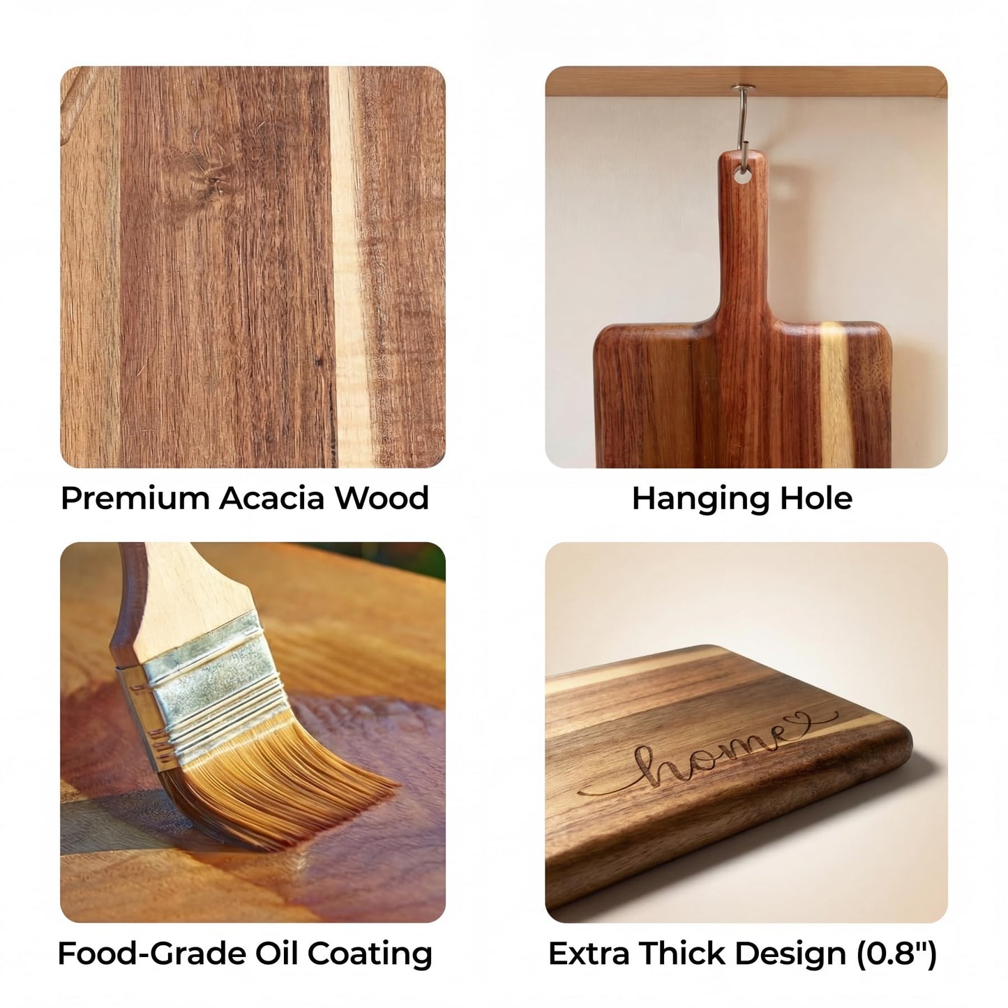 Solid Wood Cutting Board for Kitchen - Essential Housewarming Gift for New Home & Apartment, Practical New Home Gift Idea, Ideal Component for Housewarming Gift Baskets