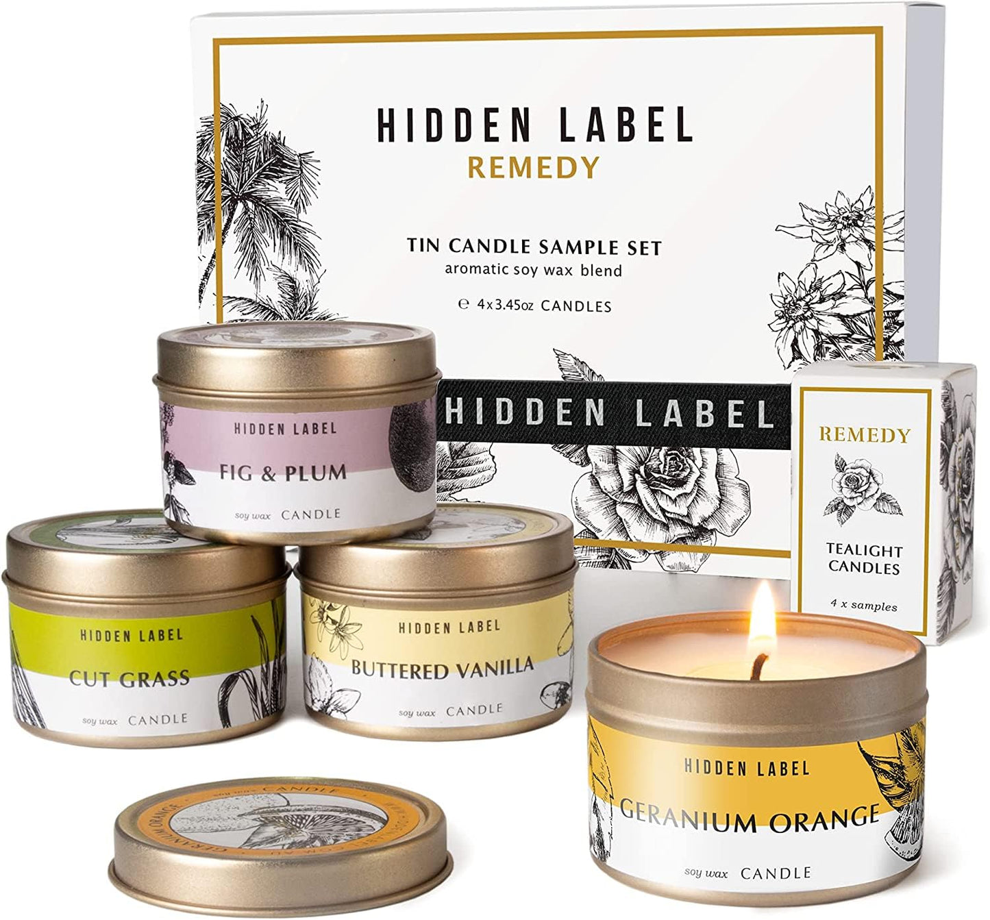 Hidden Label Fall Candles Set, 4 Pack Candle for Home Scented Aromatherapy Candle Gift Set for Women | Stress Relief | Meditation | Yoga | SPA | Bath, Autumn Candle Set