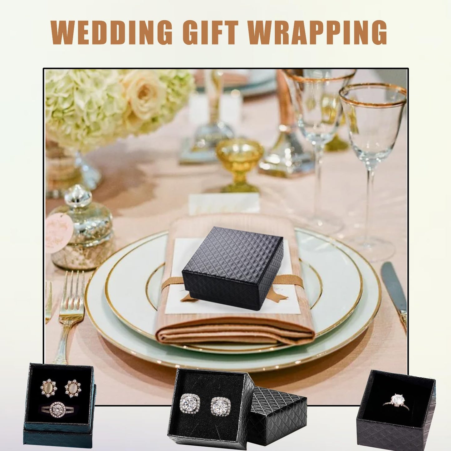 Lingletu 48Pcs Jewelry Gift Box Set -2 x 2x 1.2 Inch Ring Boxes with Velvet Liner for Earrings, Necklaces, Bracelets - Wedding, Engagement, Birthday Presentation - Retail Display Boxes