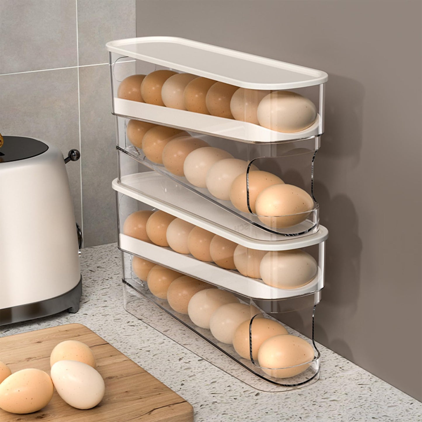 Auto Rolling Fridge Egg Organizer, Space Saving Eggs Dispenser for Refrigerator Storager, Home Egg Holder, 1 pack