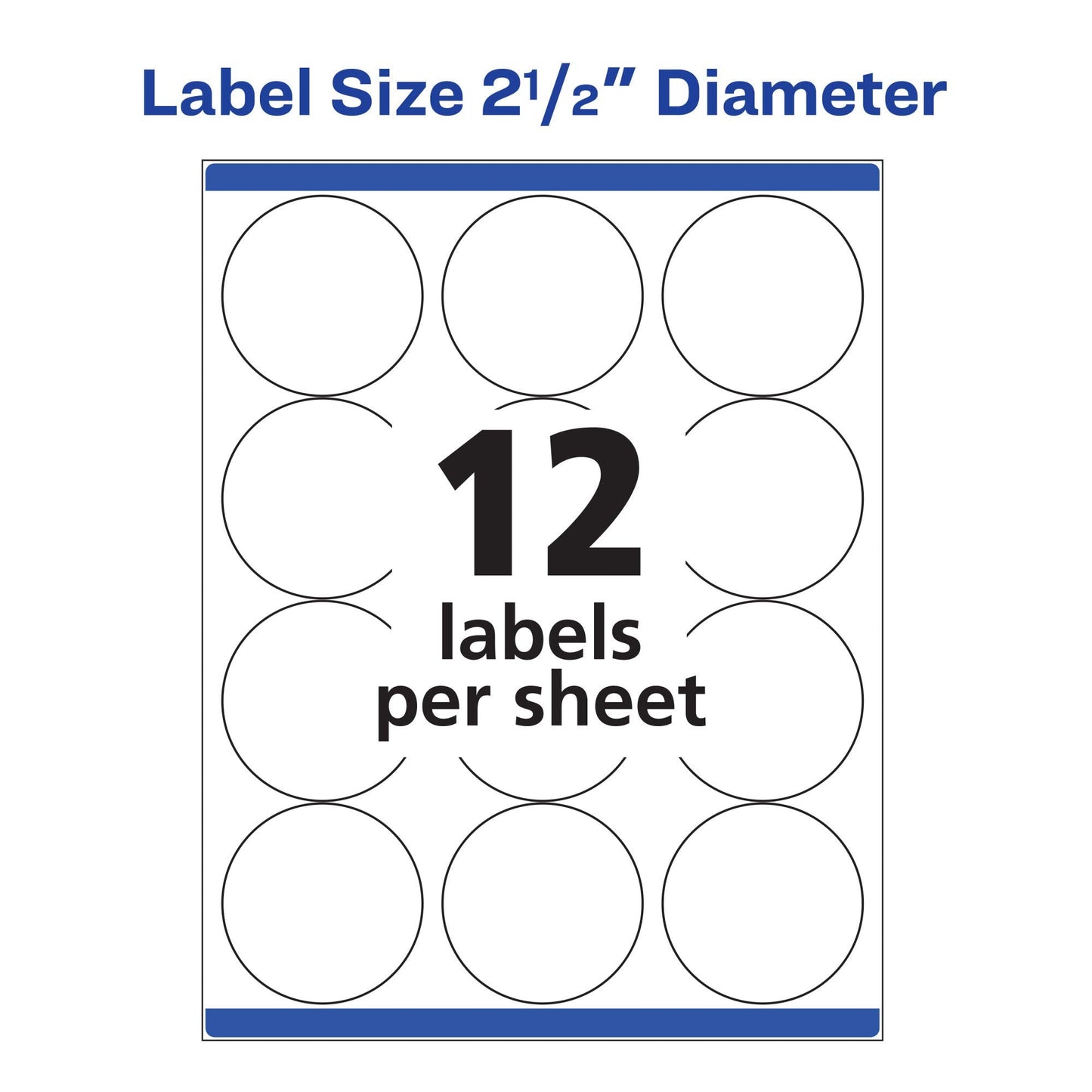 Avery Round Printable Labels, 2.5" Diameter, Matte White, Sure Feed Technology, Laser & Inkjet Compatible, 300 Blank Labels Total, Great for Branding, Packages, School Supplies, and More (5294)