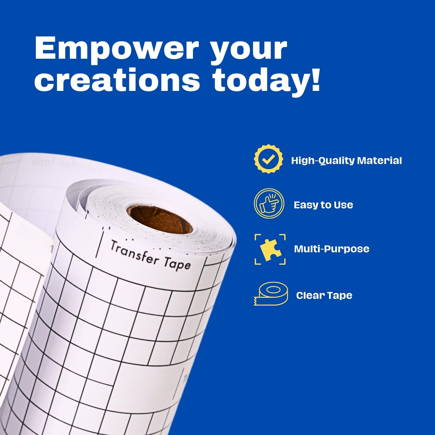 Clear Transfer Tape for Vinyl - Clear Application w/Grid for Cricut, Silhouette, Decals, Signs & Crafts Projects for Vinyl -No Residue, Easy Release Medium Tack Transfer Tape Roll Stickers (6" x 50")