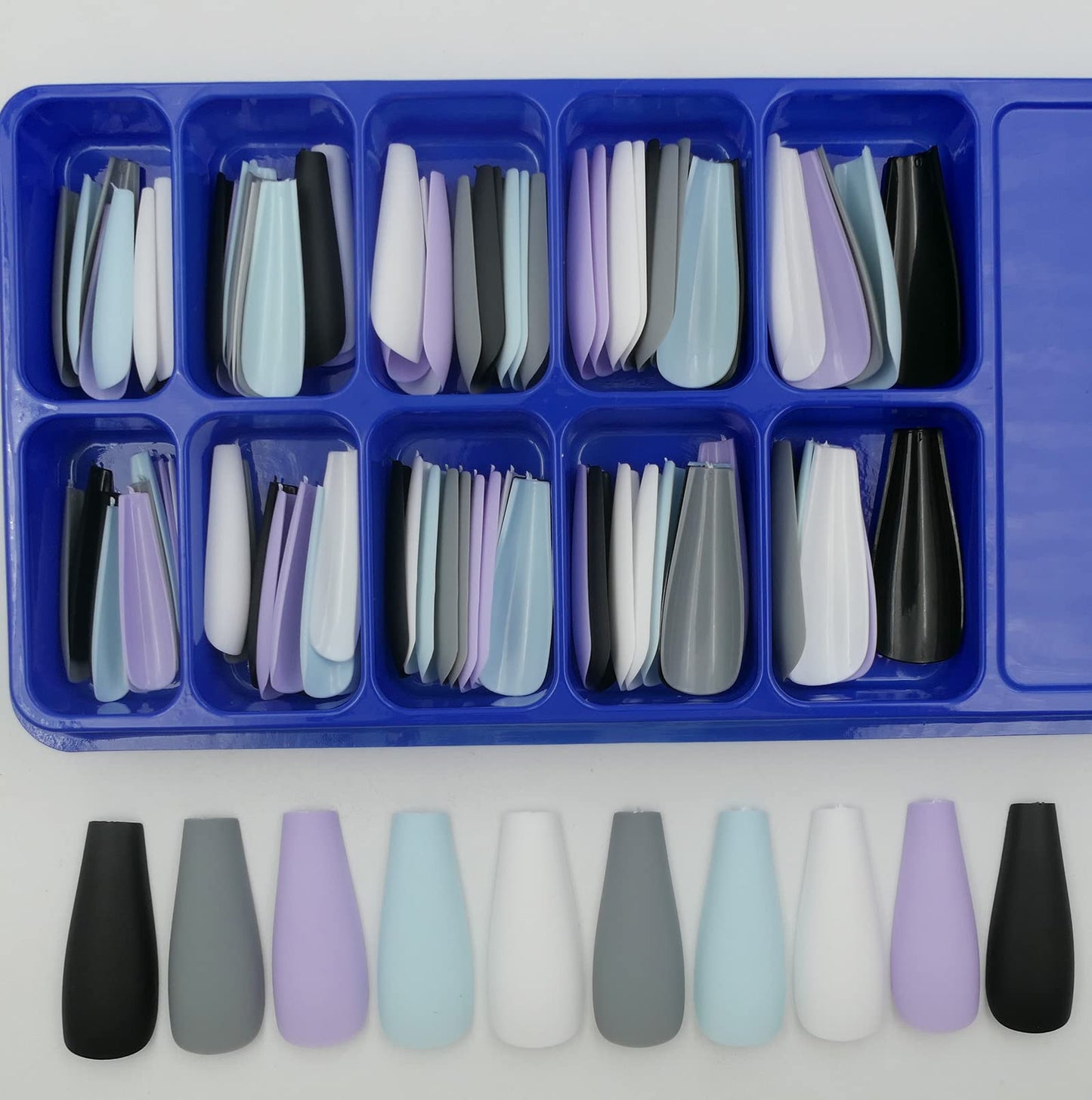 LoveOurHome 300PC Matte Coffin Press on Nails Long Fake Nail Kit, Glue on Nails Press ons Nail Medium Ballerina Acrylic Nails Tips False Nails Artificial Fingernail Full Cover Press-on Nails Coffin
