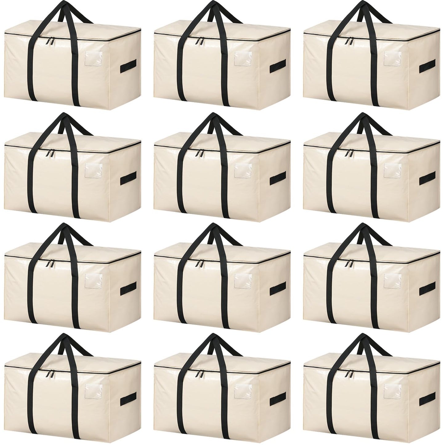 BAGAIL Heavy Duty Moving Bags with Strong Handle, Extra Large Moving Boxes, Storage Tote for Clothes, College Moving Supplies(Beige, 12 Pack)