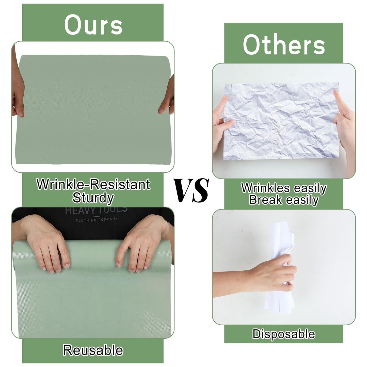 Sage Green Bulletin Board Roll Reusable Waterproof Erasable Bulletin Board Fade Resistant Wrinkle Resistant Poster Non-Woven Fabric Bulletin Board Roll for Classroom Decor Wrap Craft 15.55" x40ft