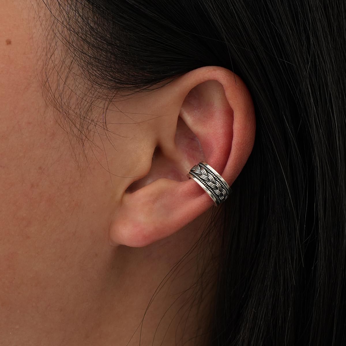 Celtic Ear Cuffs 925 Sterling Silver Oxidised Knot Ear Cuffs Non Piercing Thick Fake Conch Cuff Wrap Earrings Set Adjustable Celtic Cuff Earrings