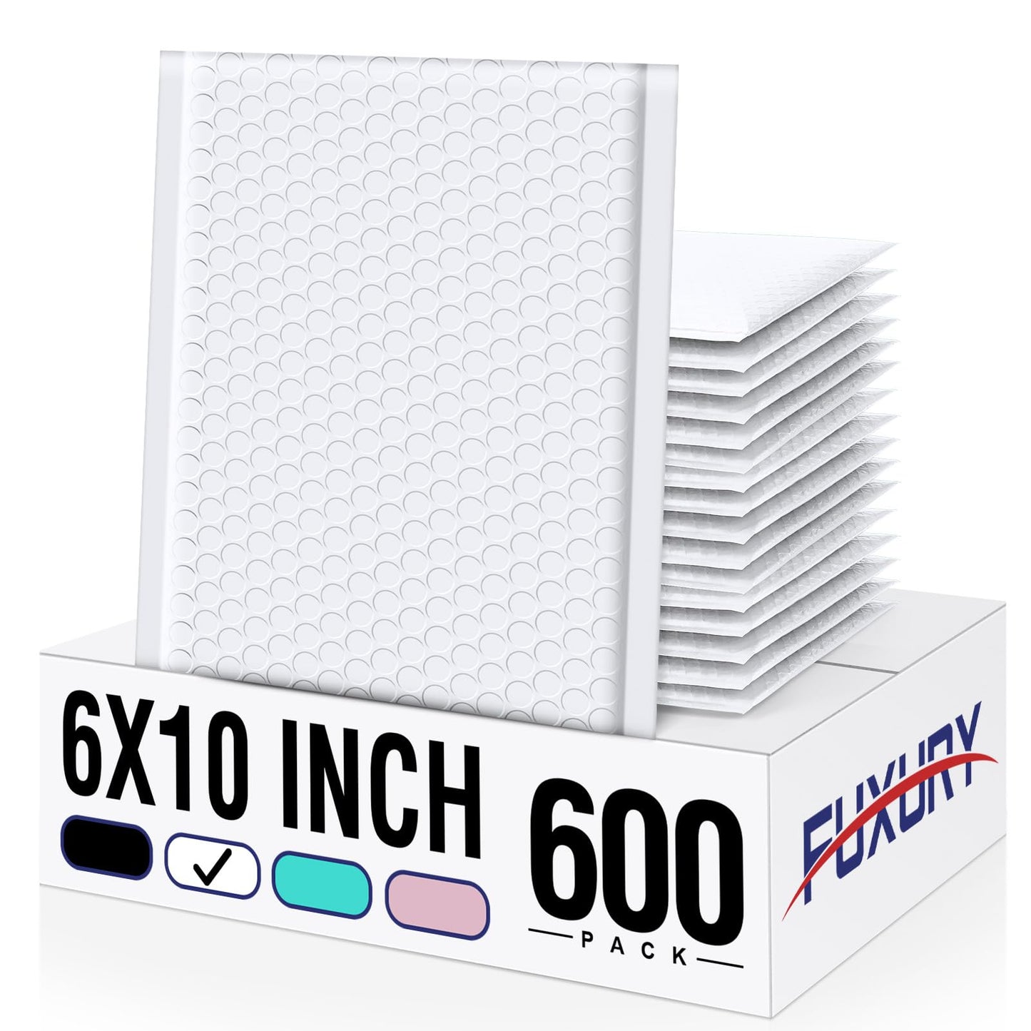 Fuxury Bubble Mailers 6x10“ 600 Pack White Padded Envelopes Usable Size 6x9" Thick Mailing Envelopes Bubble Padded, Shipping Bags for Mailing,Packaging, Small Business, Boutique, Bulk #0
