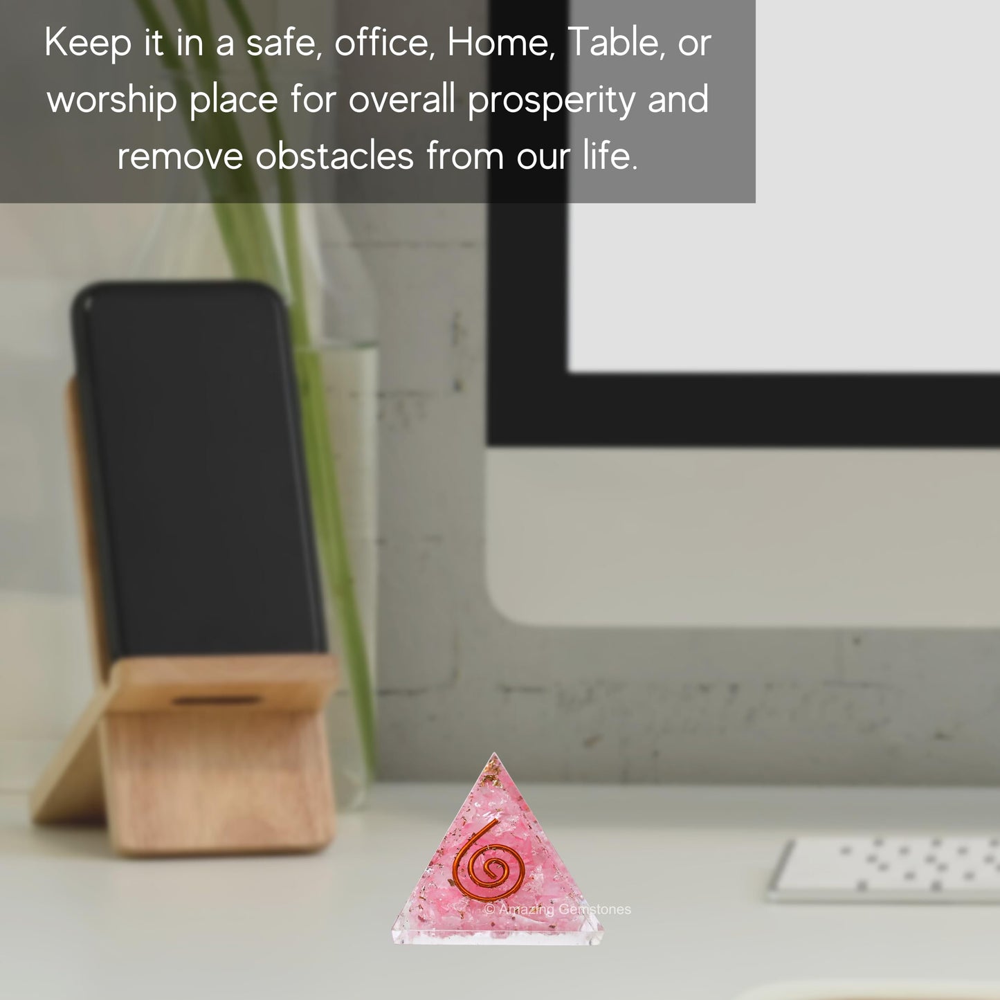 Amazing Gemstone Rose Quartz Orgone Pyramid - 30mm Small Orgonite Pyramids with Crystals and Healing Stones - Authentic Organite Gifts