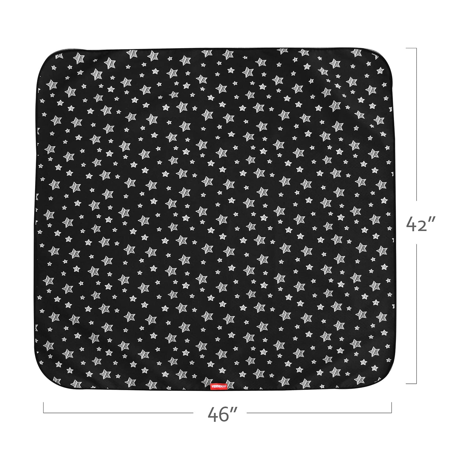 High Chair Mat Waterproof and Washable Splat Mat, Baby Splat Mat for Under High Chair, Non Slip Mat for Art/Crafts/Playtime, Protable Picnic Table Cloth Mat, 46'' x 42'', Black Star