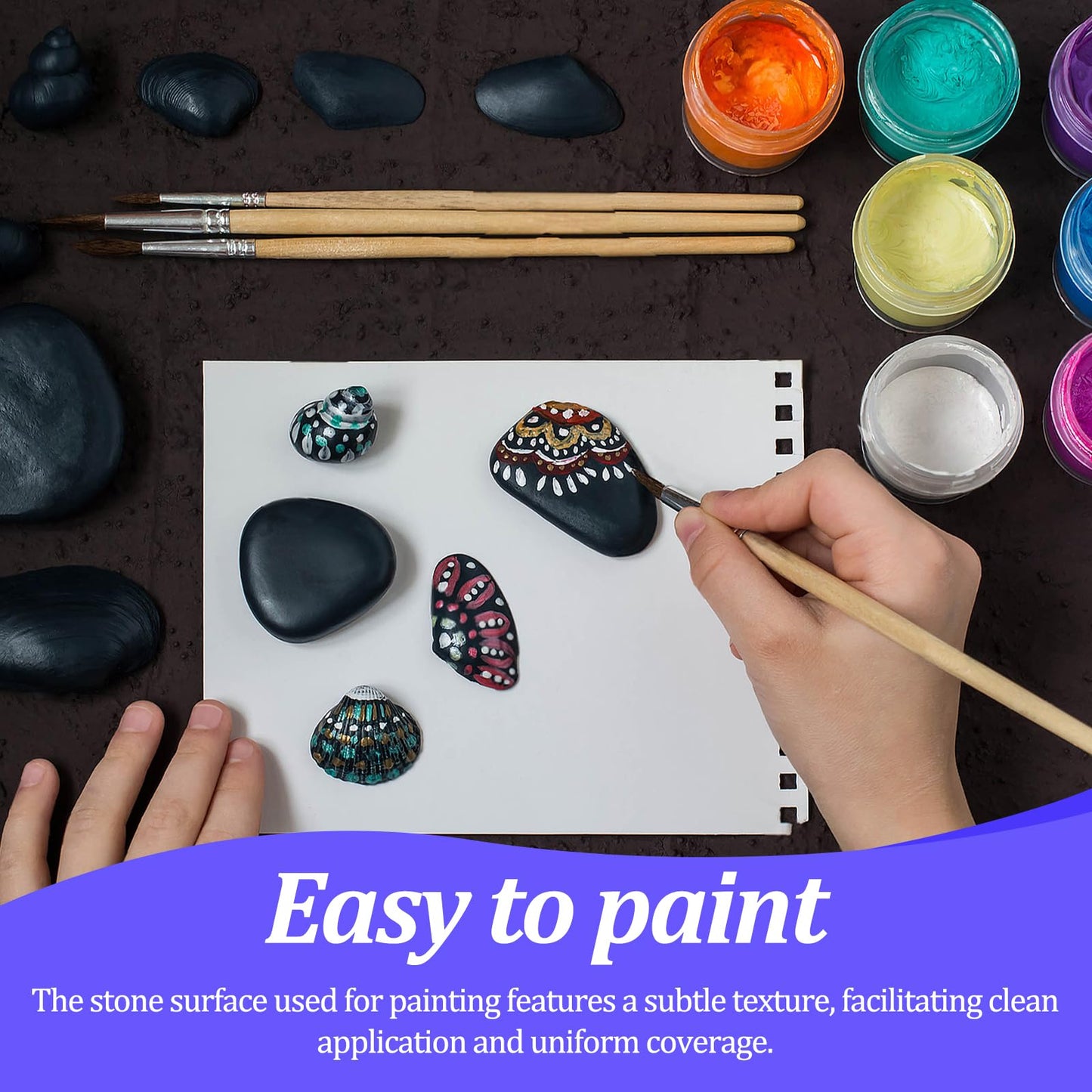 Huakaile 20 Pieces 1.18''-1.96'' Pebbles for Painting Rocks, Smooth Flat Stones for Painting Crafts Art DIY Decorative Creative Colouring