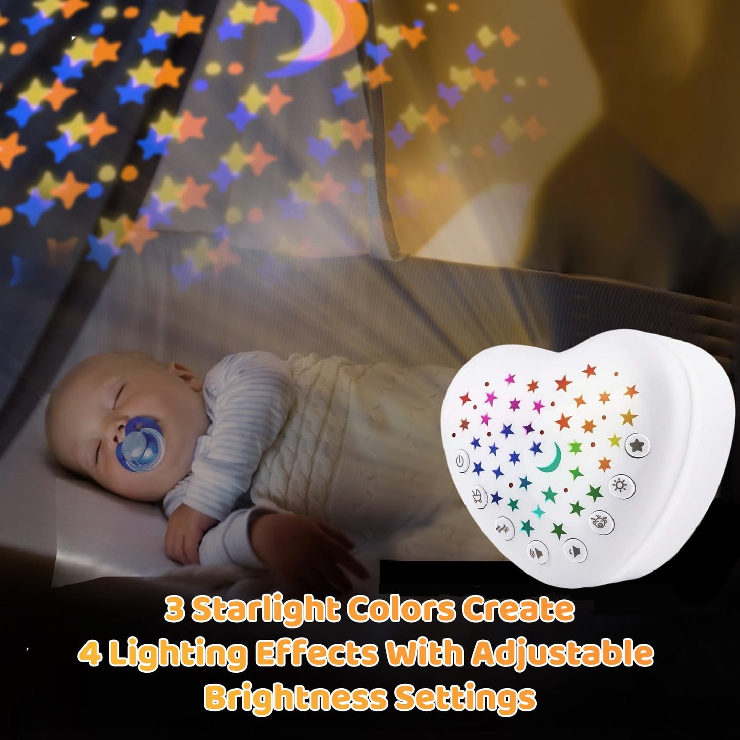 BEREST Sound Machine for Babies, Adults & Kids | 15 Soothing Sounds Featuring White Noise & 9 Lullabies, Cry Sensor, Star Projector | Mini, Rechargeable, Travel Friendly