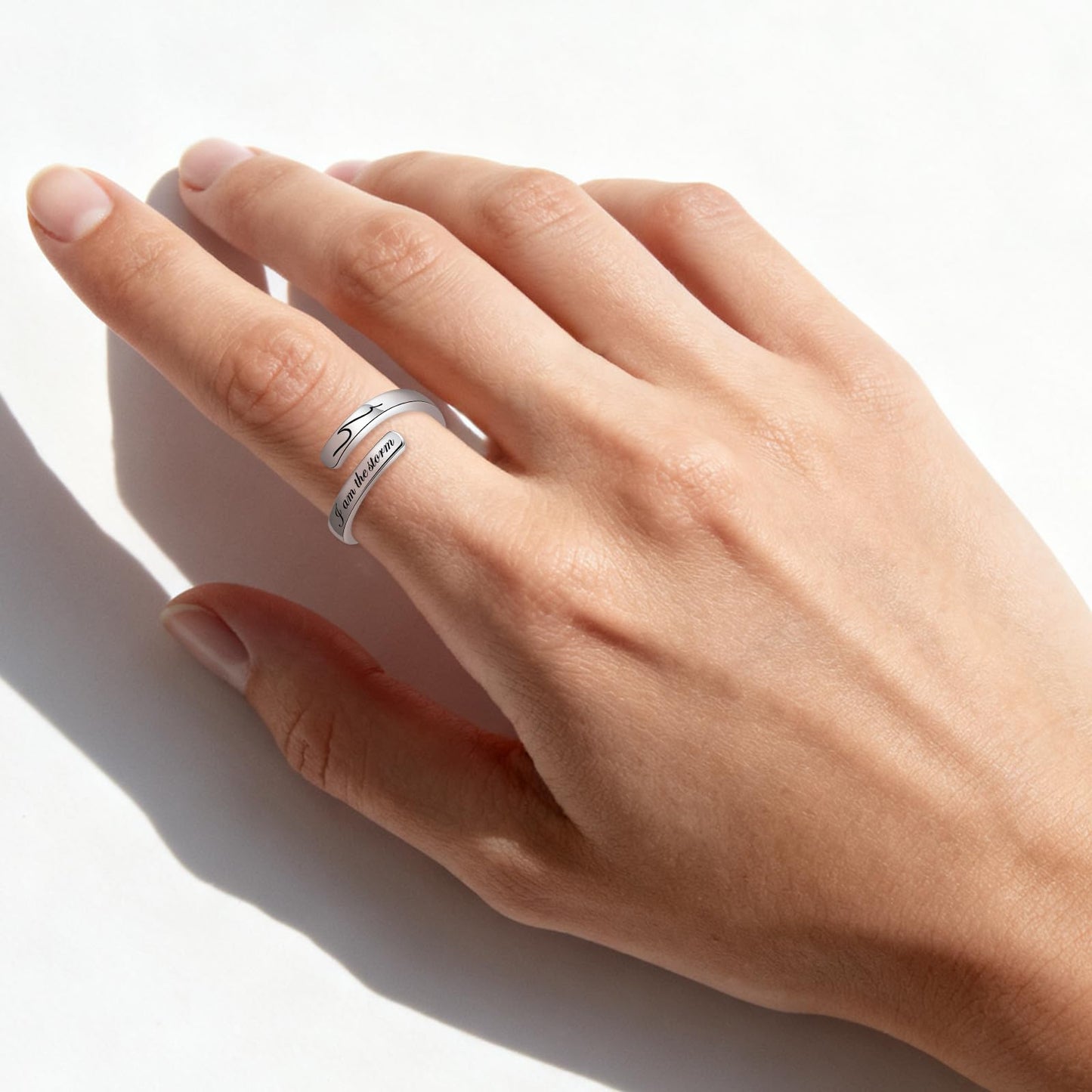 JXJL S925 Sterling Silver Inspirational Jewelry Rings Adjustable Ring Personality Encouragement Gift for Teens Women 8#