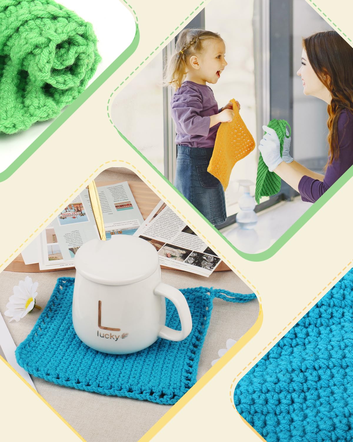 Katech Crochet Kit for Beginner Adults, Dishcloth Beginner Crochet Kit for Adults Learn to Crochet, Crochet Starter Kit Contain Detail Instruction Soft Yarn and Crochet Hook Supplies