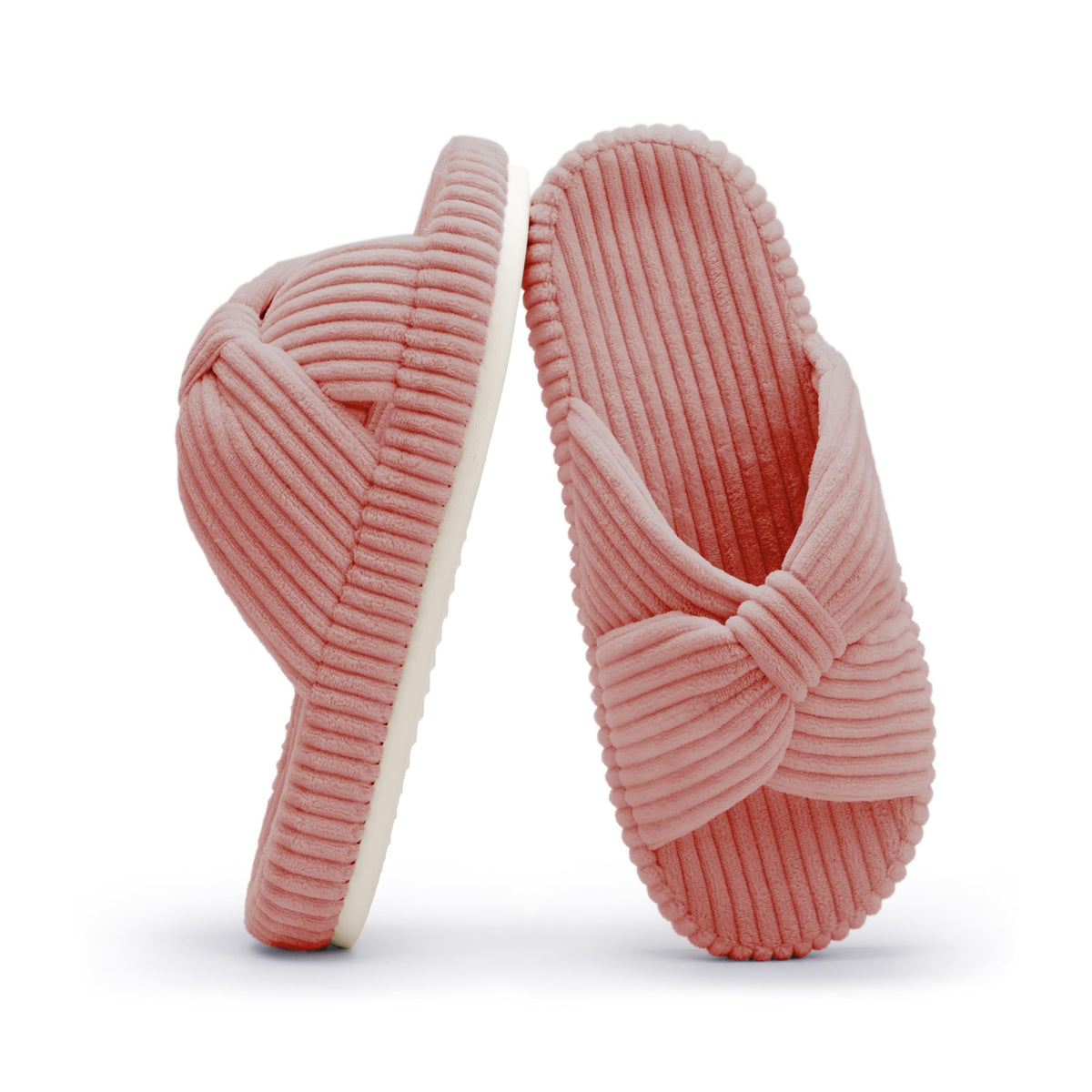 Slippers for Women Memory Foam House Bedroom Corduroy Bow Crossbands Slide Slipper Shoes Comfy Trendy Gift Slippers Dark Pink 5 6
