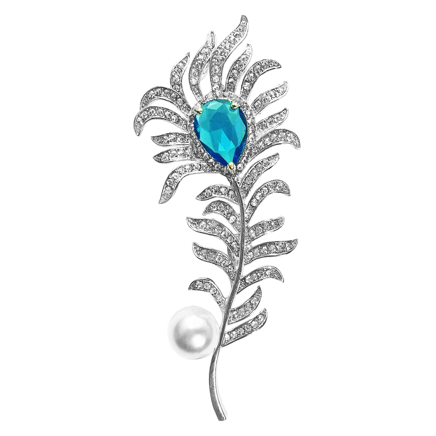 SinglinArt Brooches for Women Rhinestone Blue Crystal Jewelry