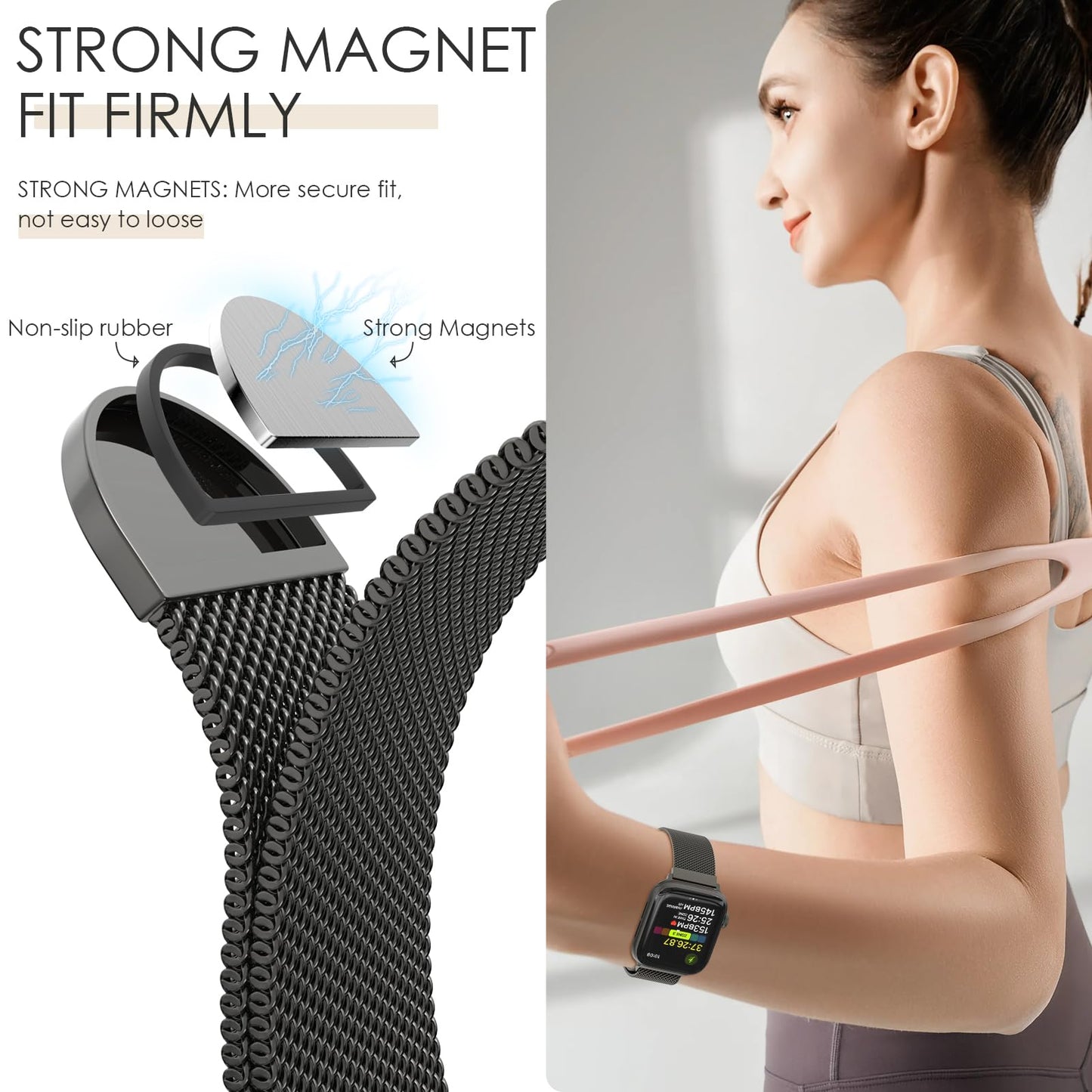 Original Milanese Loop Band Compatible with Apple Watch 38mm 40mm 41mm 42mm 44mm 45mm 46mm 49mm - Women & Men Magnetic Closure Adjustable Metal Strap for iWatch Series 11 10 9 8 7 6 5 4 SE2 3 Ultra2 3
