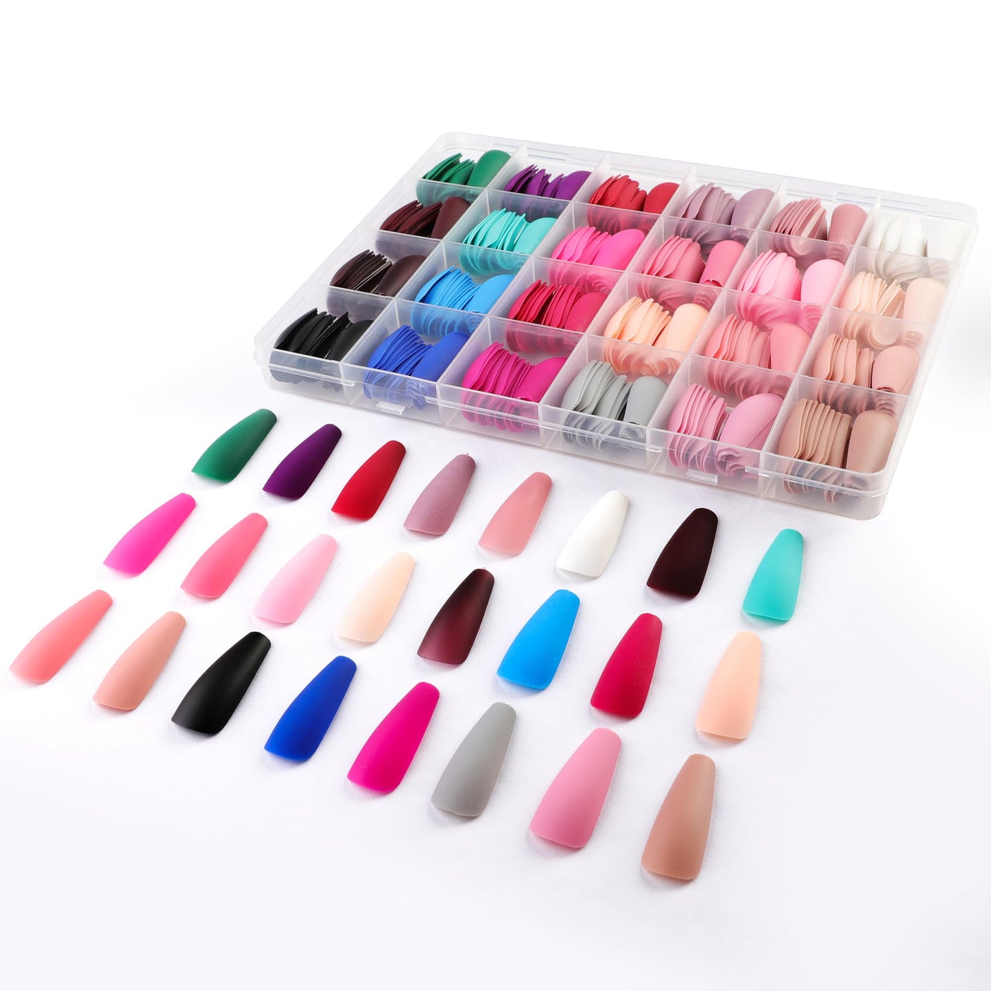 Press On Nails - LADYING 576 Pcs Medium Length T Shape Fake Nails with Nail Glue,Matte Press On Nails Full Cover Acrylic False Nail Art,24 Color Stick On Nails With Four (6g) Nail Glue for Nail DIY
