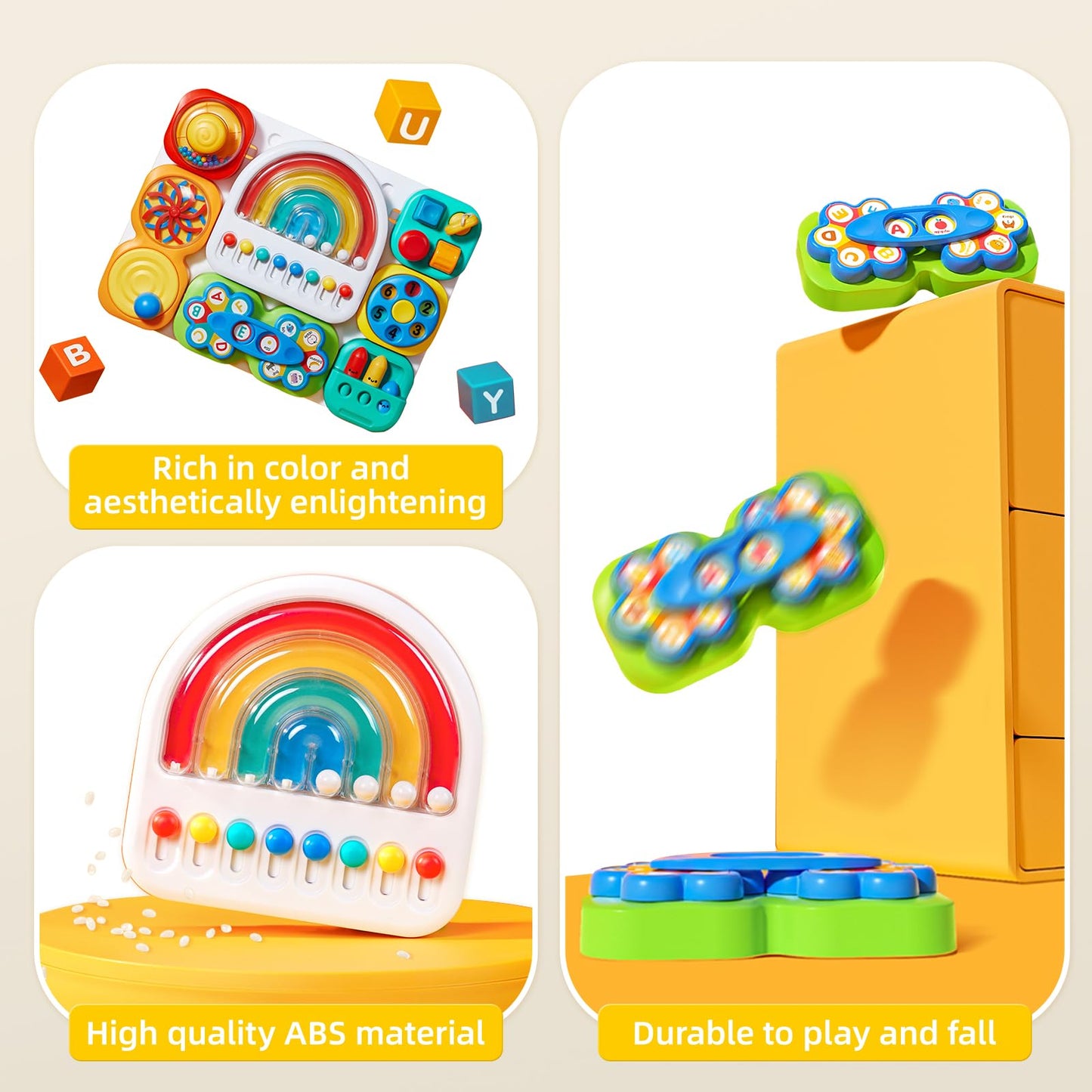 auby Busy Board 3.0 Detachable & Assemblable Educational Sensory Toy for Toddlers 1-6 – Portable Learning Activity Board with 7 Travel-Friendly Tools, Fine Motor Skills Development