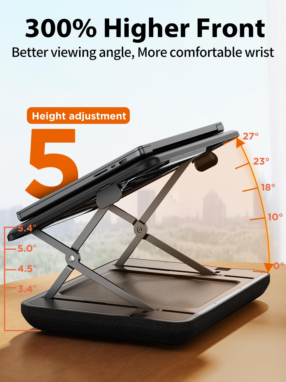 SAIJI Height & Tilt Adjustable Lap Desk, Portable Laptop Stand for Bed, Car, Couch and Recliner, Foldable Lap Desks - Up to 15.6 Inch Laptops