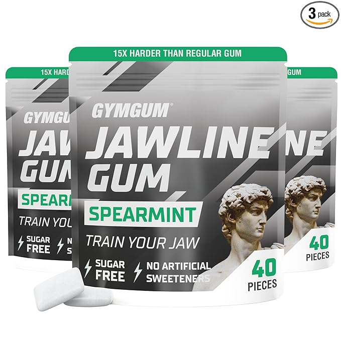 GYMGUM Jawline Gum Ultra Hard Chewing Gum | No Calories, No Sugar, No Artificial Sweeteners | Keto Friendly Mewing Gum for Jawline Training & Exerciser