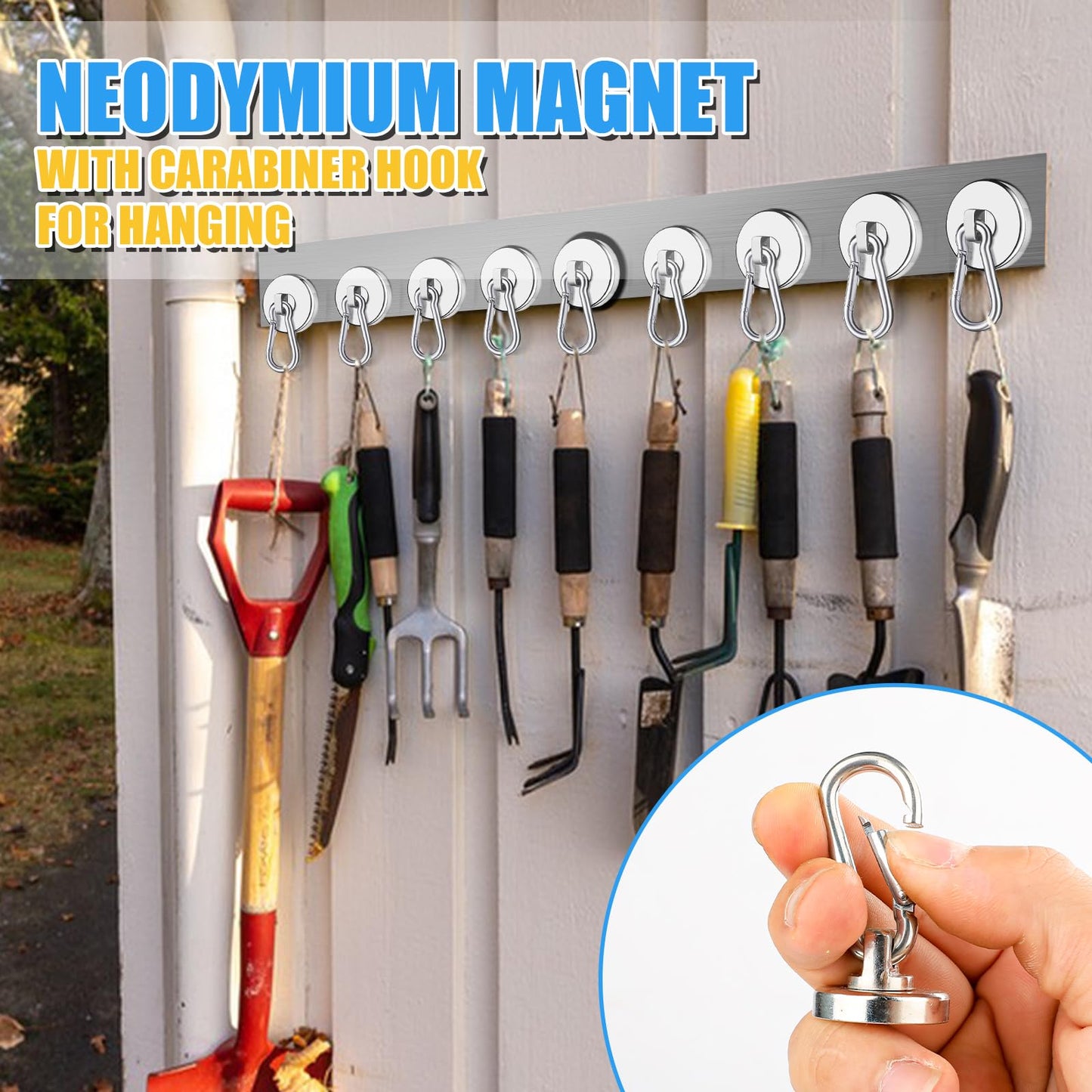 VSKIZ Magnetic Hooks,70Lbs Heavy Duty Magnetic Hooks with Swivel Carabiner for Cruise Cabins,6 Pack Extral Strong Neodymium Magnet Hooks Metal Magnetic Hanger for Toolbox, Grill, Fridge-25MM