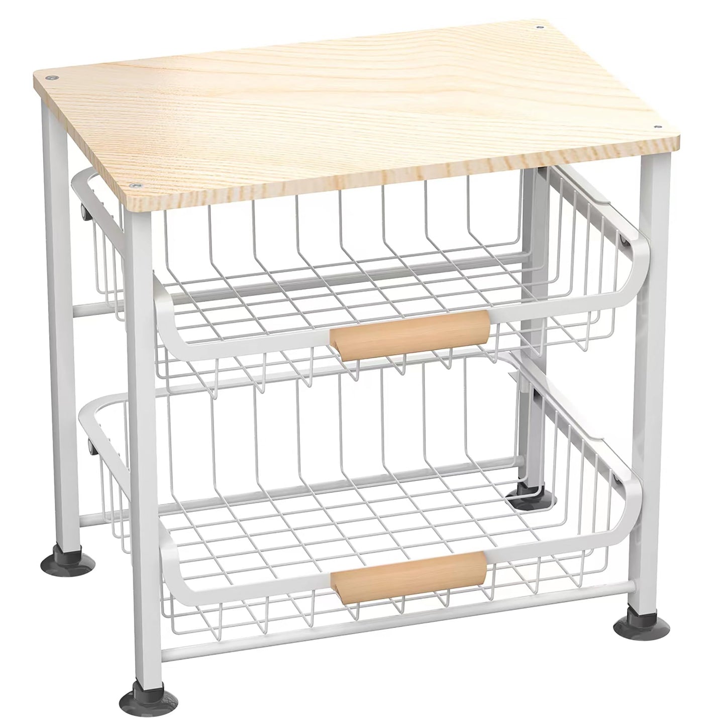 NiuYichee 3-Layer Kitchen Fruit Storage Basket Snack Rack, countertop Storage Rack, Stackable Storage Rack with Desktop, Pull-Out Hollow Metal Storage Basket with Handle, Kitchen Organizers & Storage