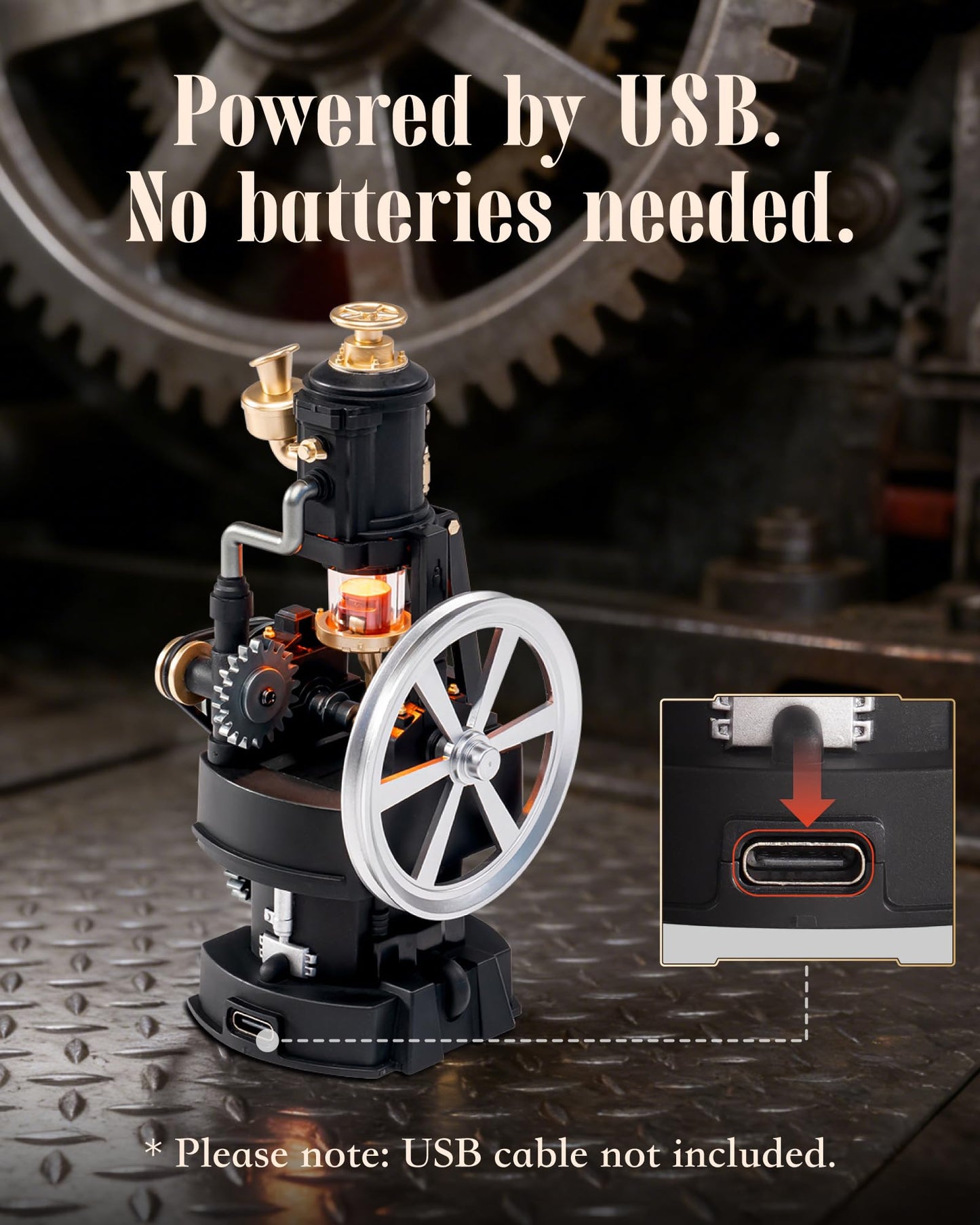 ROKR Thermo Engine Mechanical 3D Puzzle, Lighted DIY Building Set for Adults, Building Kits, Desk Decor & Birthday Gifts, Connectable to Mechmix Series