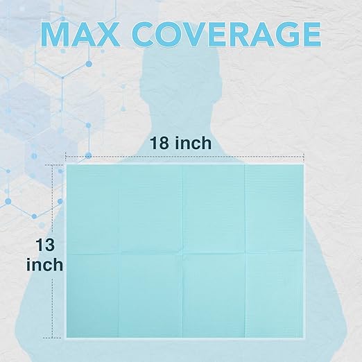 80 Pack Papers Bibs/Towels, Dental Consumables Papers, 13" x 18" 3-Ply Waterproof Tattoo Bib Sheet for Nail Salon, Tattoo Shop (Blue)