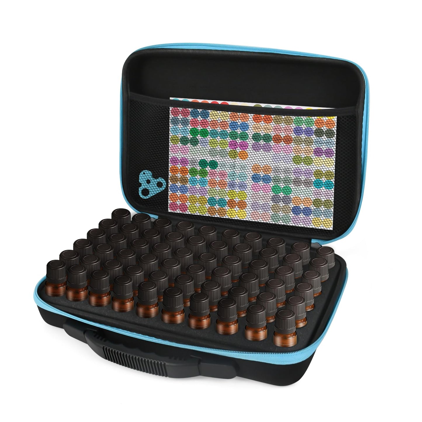 Essential Oil Storage Organizer,60 Bottle EVA Essential Oil Case Essential Oils Box,Essential Oil Storage Carrying Case Holds 5ml- 15ml For Doterra & Young Living,Come with Labels & Bottle (Blue)