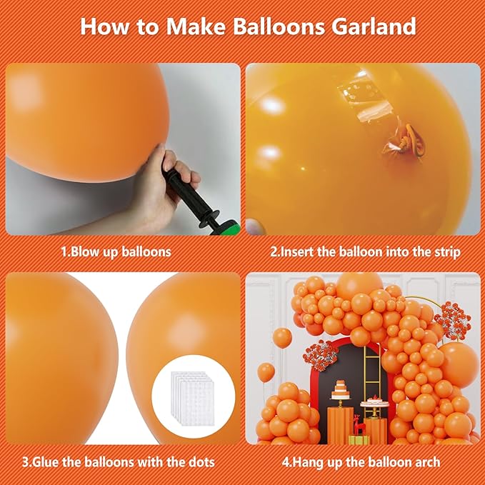 Orange Balloon Arch Kit 130pcs – Pastel & Light Orange Latex Garland for Halloween, Graduation & Birthday Parties