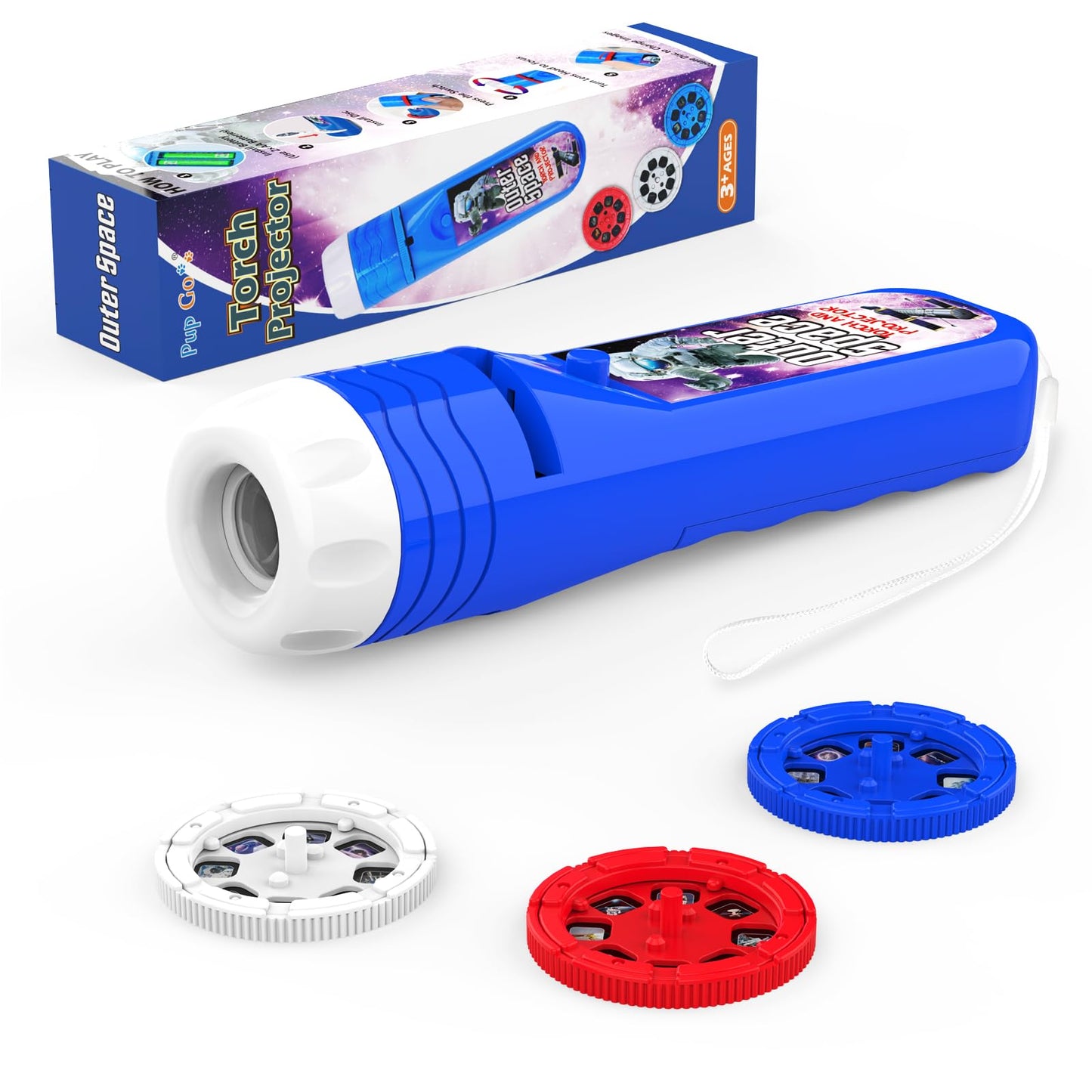 Pup Go 2-Pack Dinosaur & Outer Space Torch and Projector for Kids Ages 3+ Years Old, 6 Discs and 48 Images, Dinosaur Toys for Boys, Cool Kids Torch, Educational Science Kits for Toddlers and Children