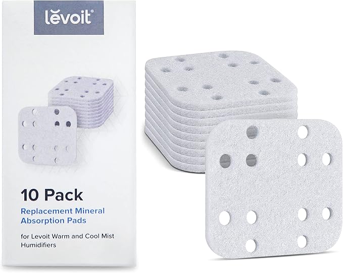 LEVOIT Air Purifier for Home Allergies Pets Hair in Bedroom, Covers Up to 1095 ft² & Humidifier Replacement Filters 10-Pack, Mineral Absorption Pad, Compatible with LV600S