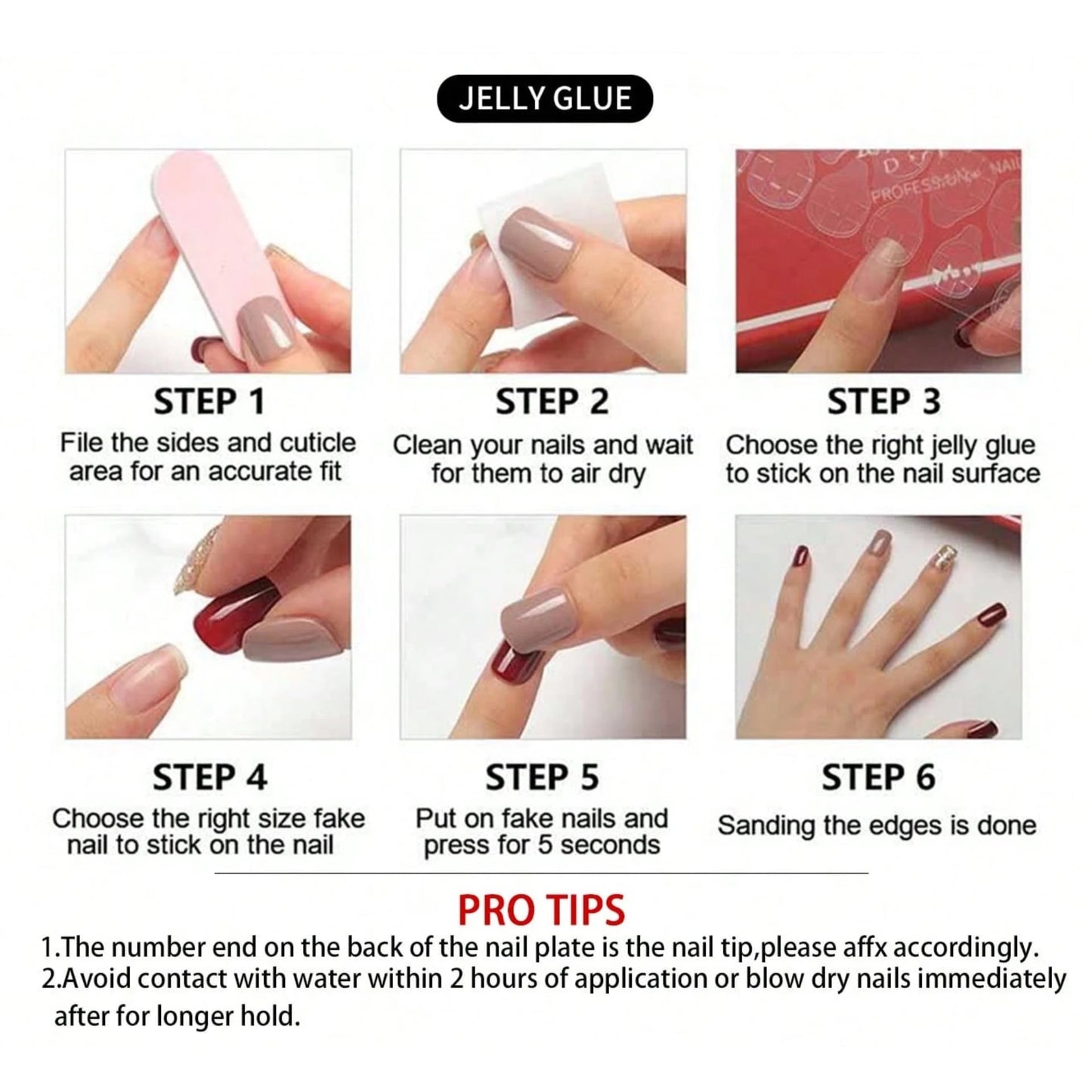 24pcs Medium Square Tip Press-On Nails Perfect Fit Acrylic Full Cover Stick on Nails Set Including: 1pc Nail File 1pc Jelly Glue Suitable For Women And Girls Daily Life Party Use