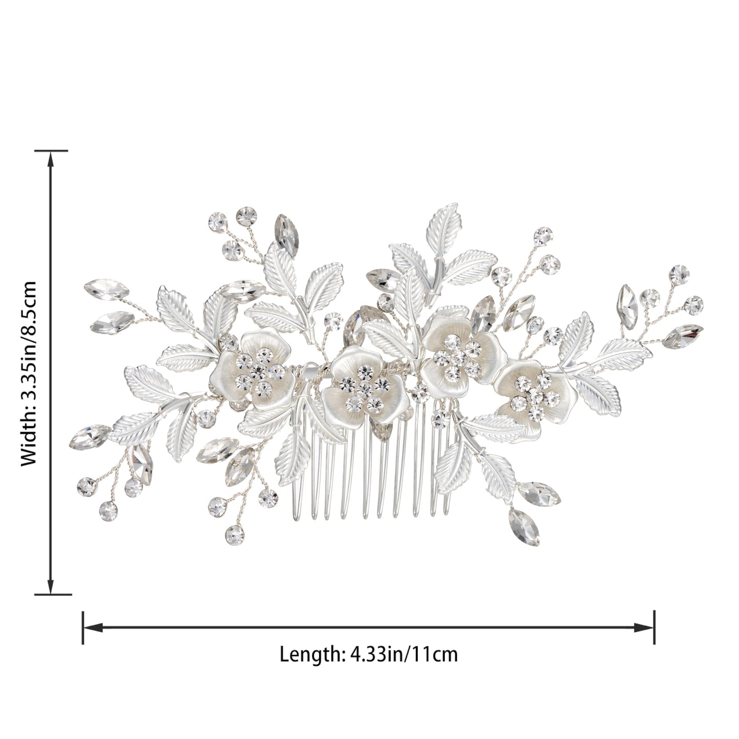 SWEETV Comb, Handmade Wedding Hair Accessory with Rhinestones, Silver, for Brides and Bridesmaids, Bridal Hair Pieces, Wedding Headpiece