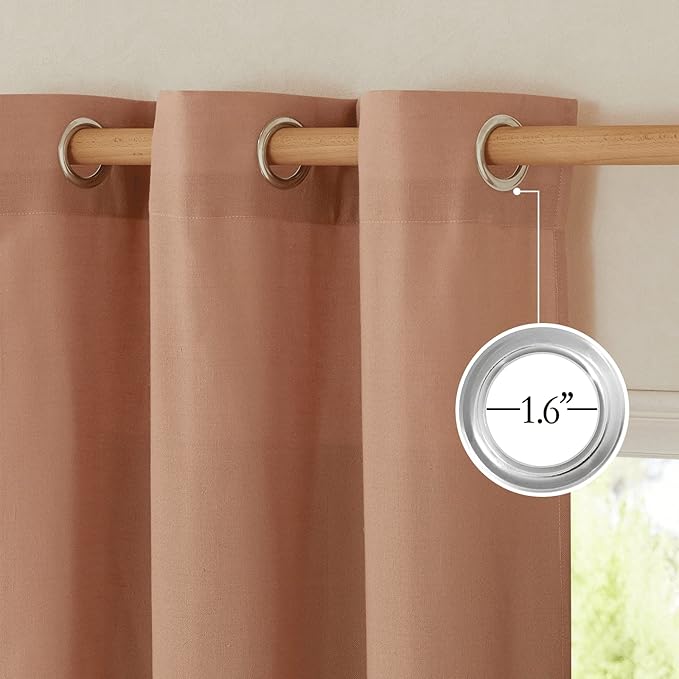 NICETOWN Linen Flax Semi Sheer Curtains 94" Length, Grommet Window Treatments Privacy Added with Light Penetration Vertical Drapes for Loft/Home Office, Terracotta, W55 x L94, 2 Panels