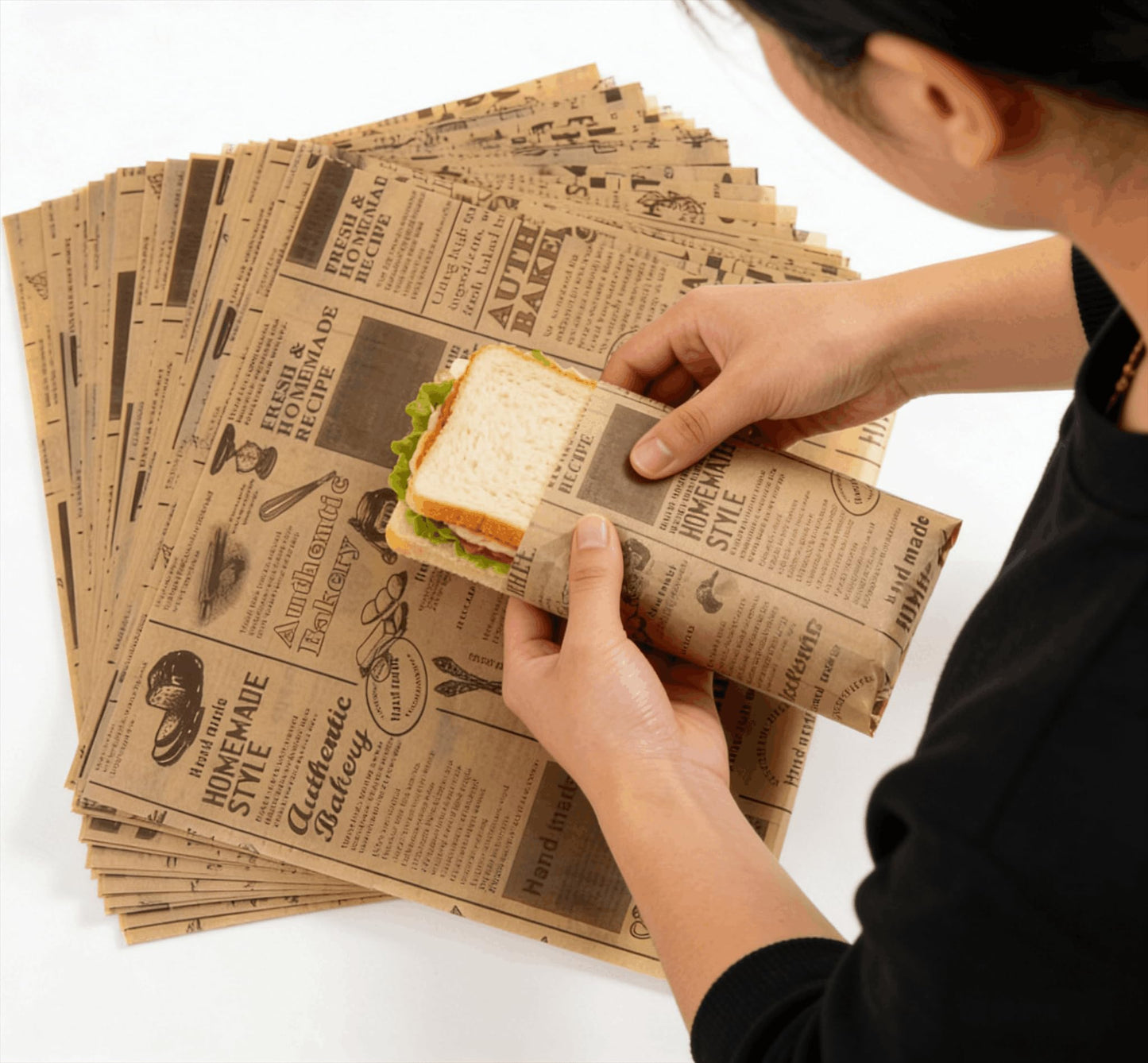 100 Sheets Sandwich Wrapping Paper, 15x11" Printed Parchment Paper, Newspaper Food Wrap Deli Paper Sheets for Outdoor Picnic, Churches, Home Party