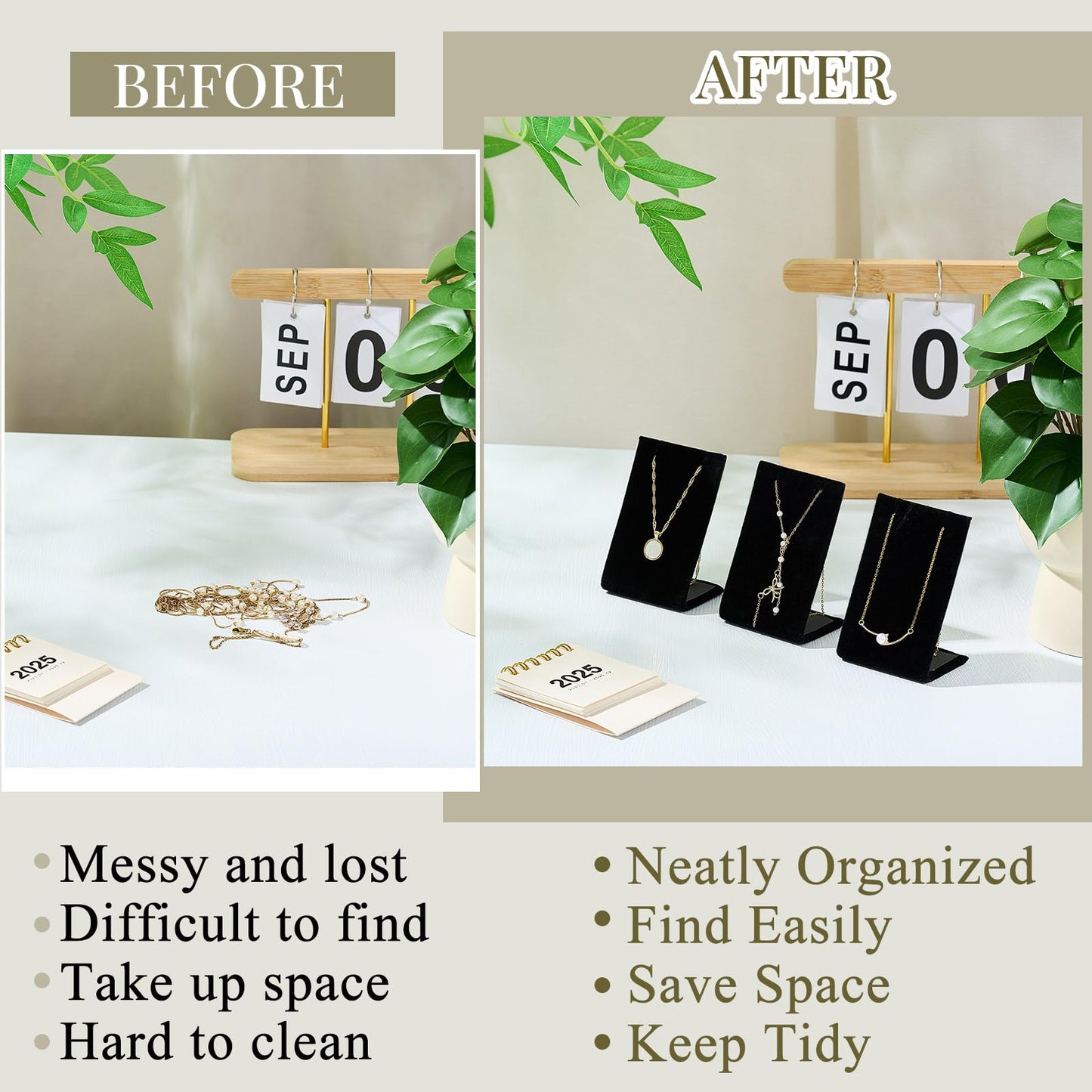 RattanView 24 Pcs Earring Display Stand Necklace Pendant Jewelry Stand Showcase Organizer Display Holder for Earring Pendant Accessory Rack(Black,Straight Style,Velvet)