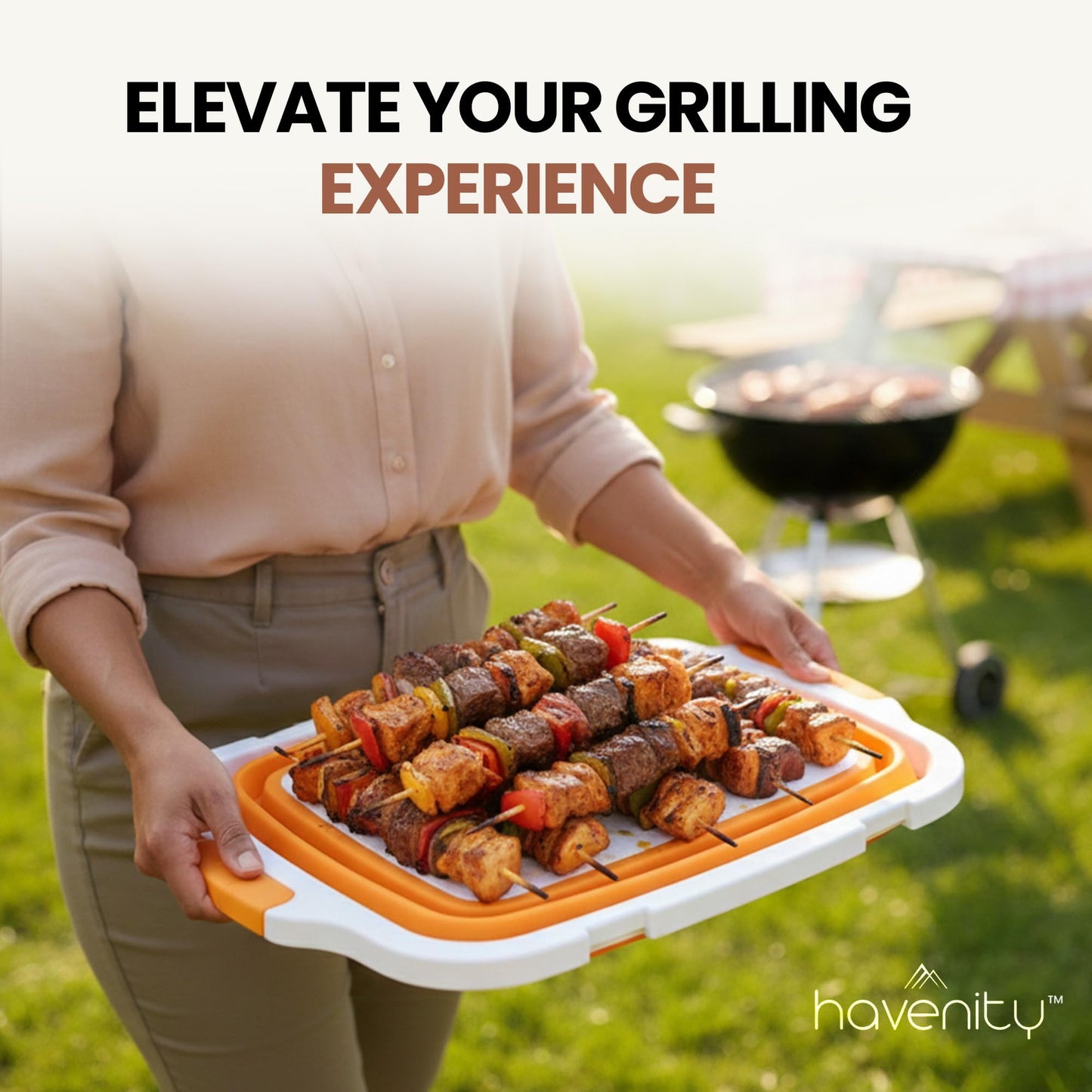 Havenity BBQ Prep Tub 2 Pack (8L+16L) - Multifunctional Collapsible Camping Cutting Board with Upgraded Locking Lid, Meal Prep Meat Storage Container Perfect for Grilling, Outdoor (Large + XL)