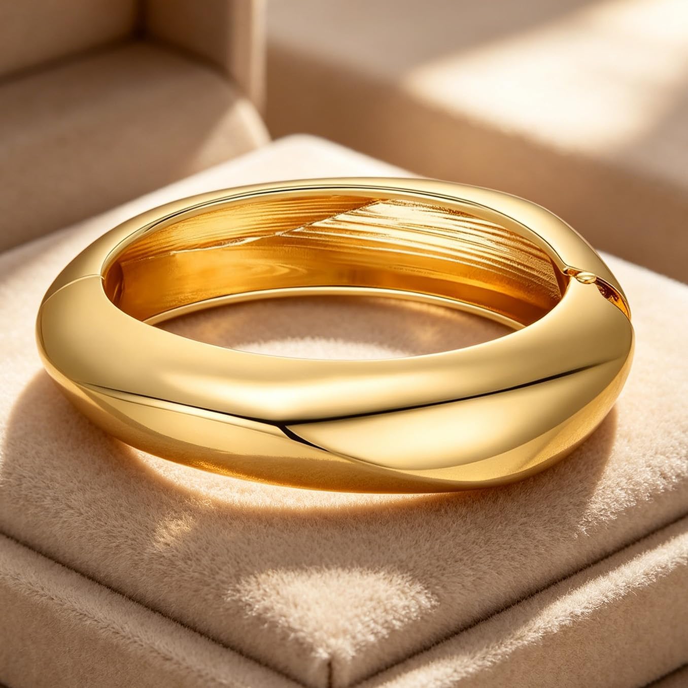 MTINEAPS Gold Bangle Bracelets for Women Teens Trendy Chunky Adjustable Twist Cuff Bracelet Jewelry Gifts (Gold - Style B)