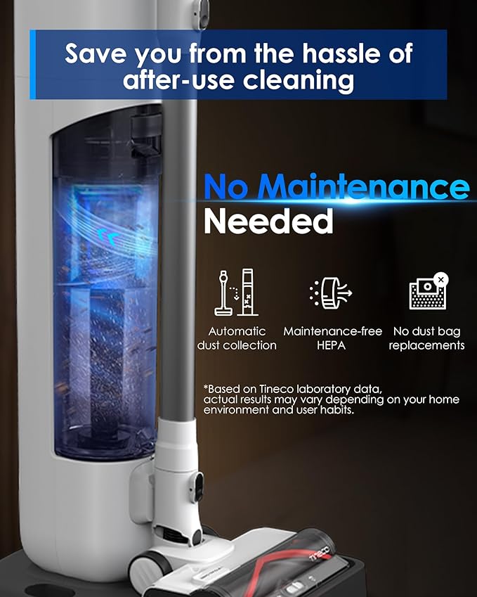 Tineco Pure ONE Station 5 Cordless Smart Vacuum with 2.5L Auto Dust Base, Full-Path Self-Cleaning, 175W Suction, ZeroTangle Tech, iLoop Smart Sensor, Suitbale for Hard Floor & Carpet