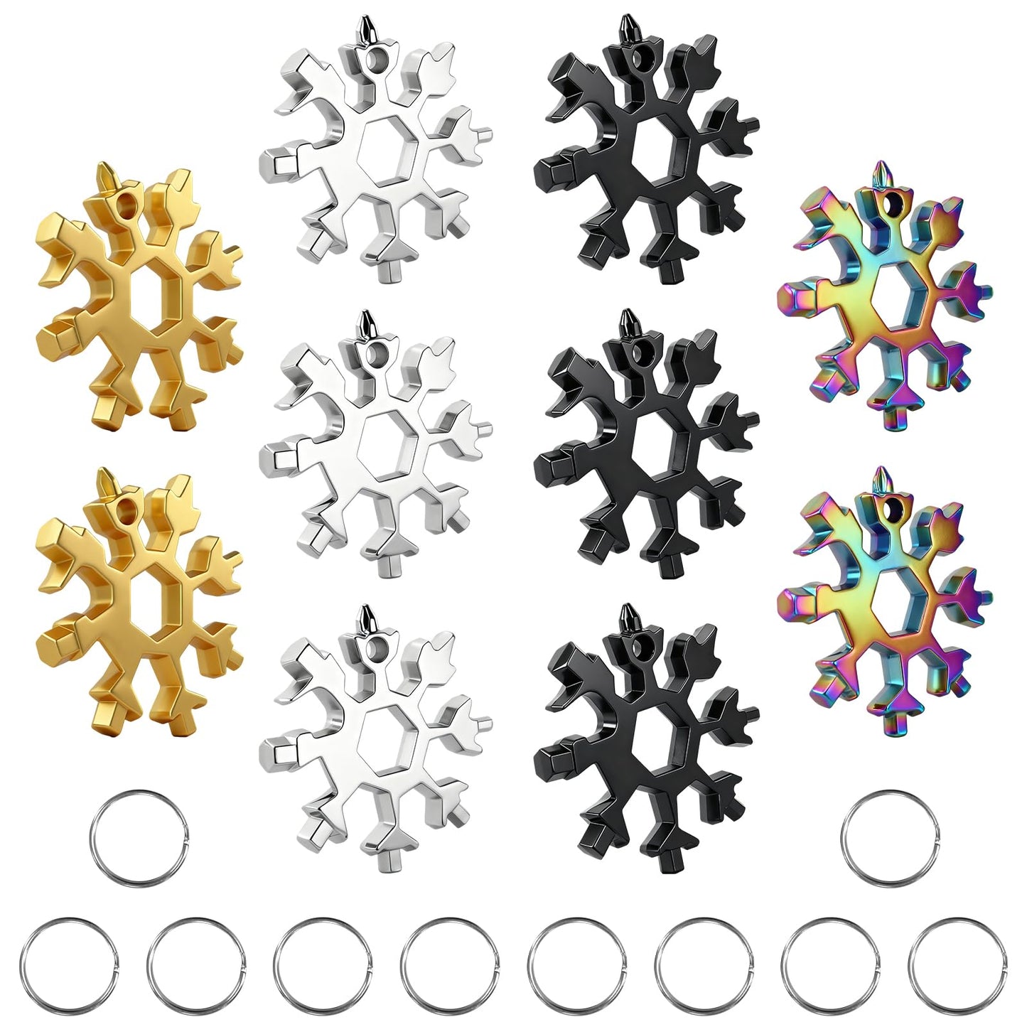 10 Packs Snowflake Multi Tool,18 in 1 Snowflake Multitool,Snowflake Wrench/Bottle Opener/Screwdriver Kit, Stainless Steel Portable Star Tool for Men Christmas Great Gifts (10)