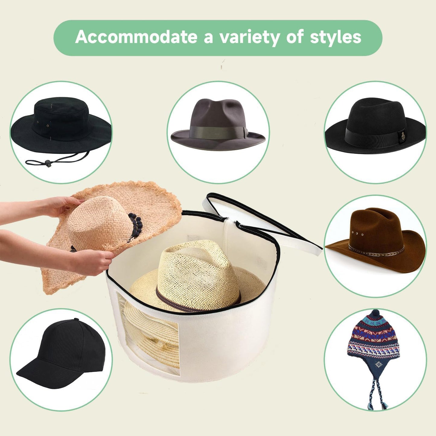 SHWWQUE Hat Storage Box,Hat Boxes for Women Storage,Cowboy Hats Holder for Travel,Wide Brims Hat Carrier Case,Stuffed Animal Toy Organizer,Hat Box Closet Organizers and Storage,Hat Boxes for Men