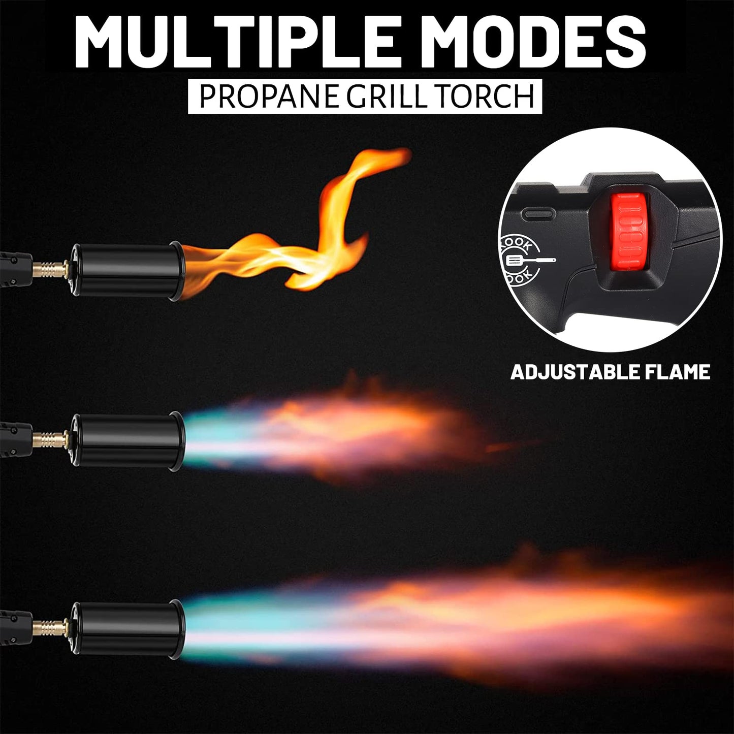 Propane Cooking Torch Head Food Grill Torch Gun Charcoal Wood Grills Lighter Campfire Starter Camp Chef Blow Torch for Cooking Sous Vide Flame Thrower Kitchen Blowtorch BBQ Searing Steak Flamethrower