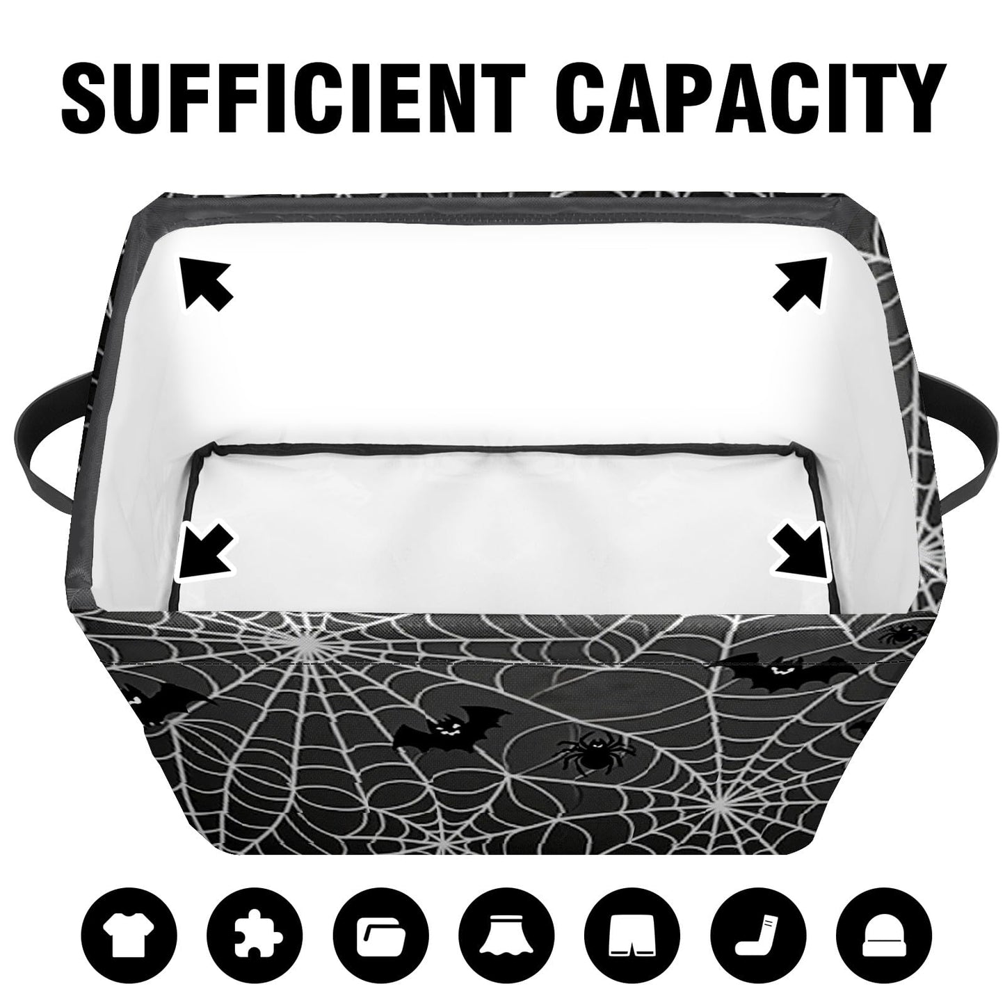 AHENGPAIG Halloween Baskets,Spider Web Bat Storage Bins with Handles for Men, Foldable Organizer Storage Boxes 14 x 10 x 8