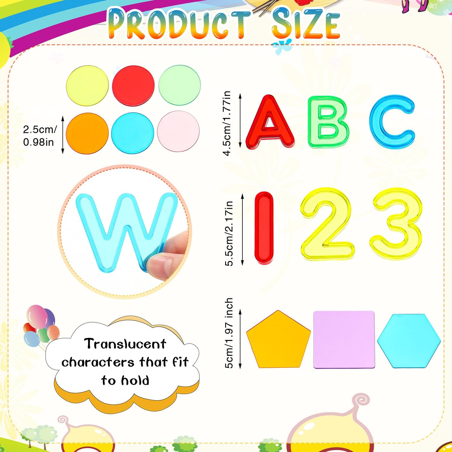 Rotatingpals 172 Pcs Translucent Light Table Manipulatives for Preschool Classroom Include Colorful Plastic Transparent Letters and Numbers Round Chips Geometric Sheet for Students Counting Spelling